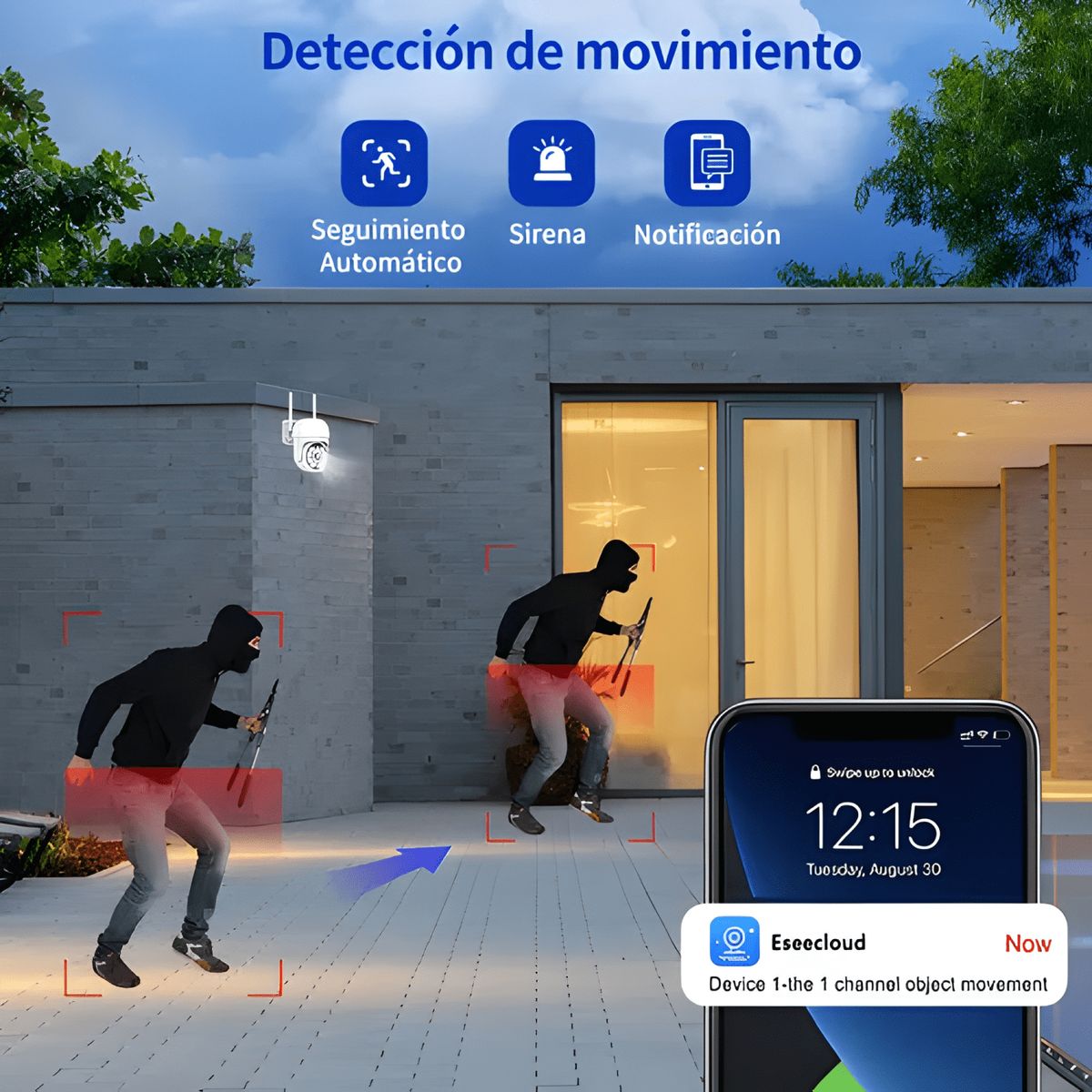 GENERICO - ATSG Cámara Seguridad Wifi 5MP Visión Nocturna, Audio