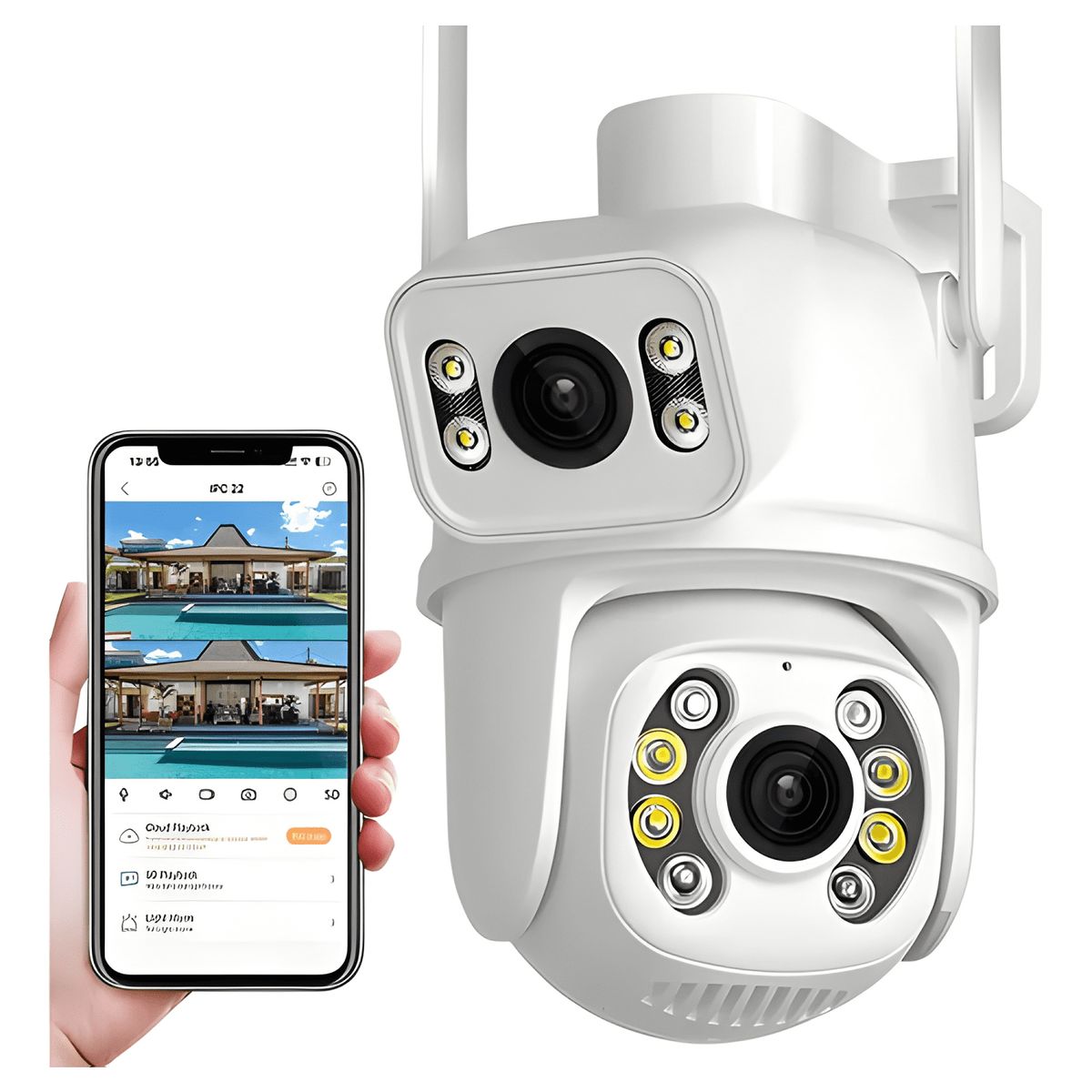 GENERICO - Cámara de Seguridad Wifi Exterior 8mp Doble Lente y Blanco