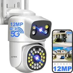 GENERICO - Atsg® 12mp Dual Lente Ptz Cámara de Seguridad 2.45ghz Wifi6