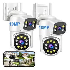 GENERICO - 2nlf® 2pcs Doble Lente Cámara de Seguridad Exterior Wifi Hd