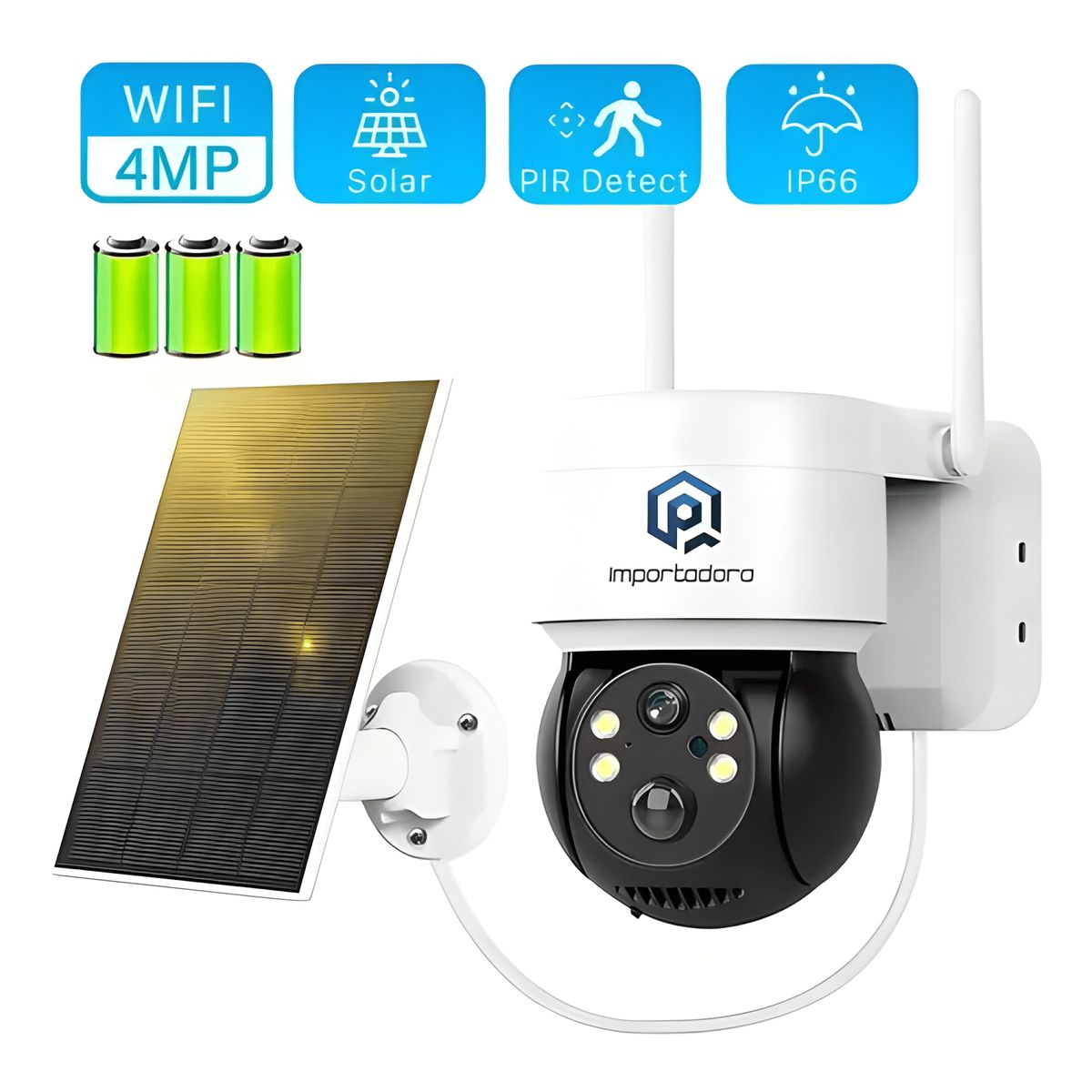 GENERICO - Cámara Domo QP-JK-Q66 Solar 1080p Exterior Inalámbrica Plus