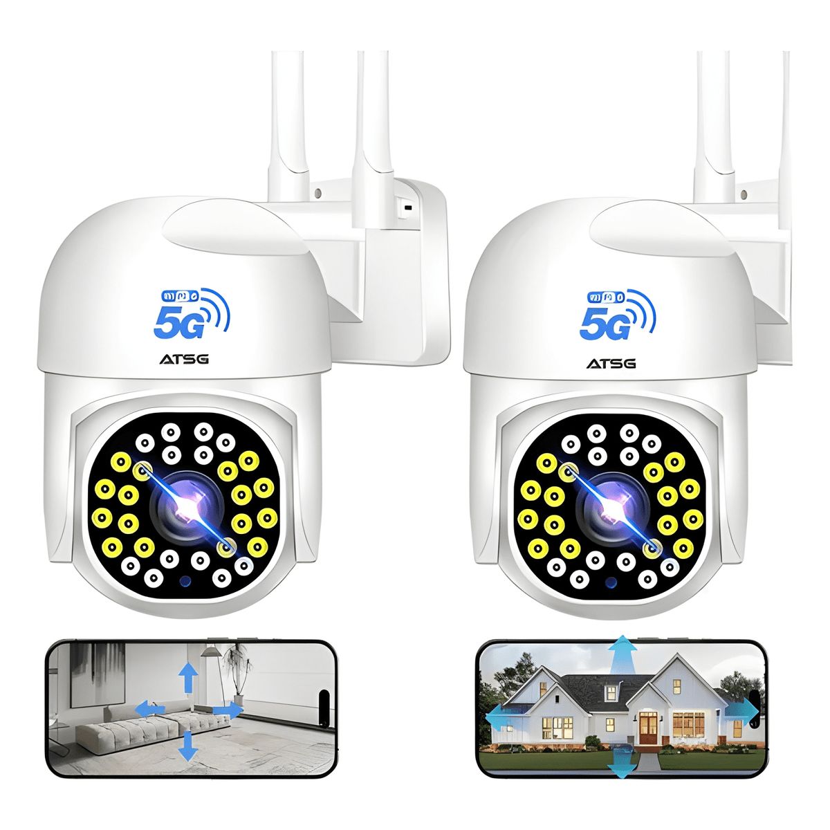 GENERICO - Atsg® 2x5g Cámaras de Seguridad con Ir y Resistente al Agua