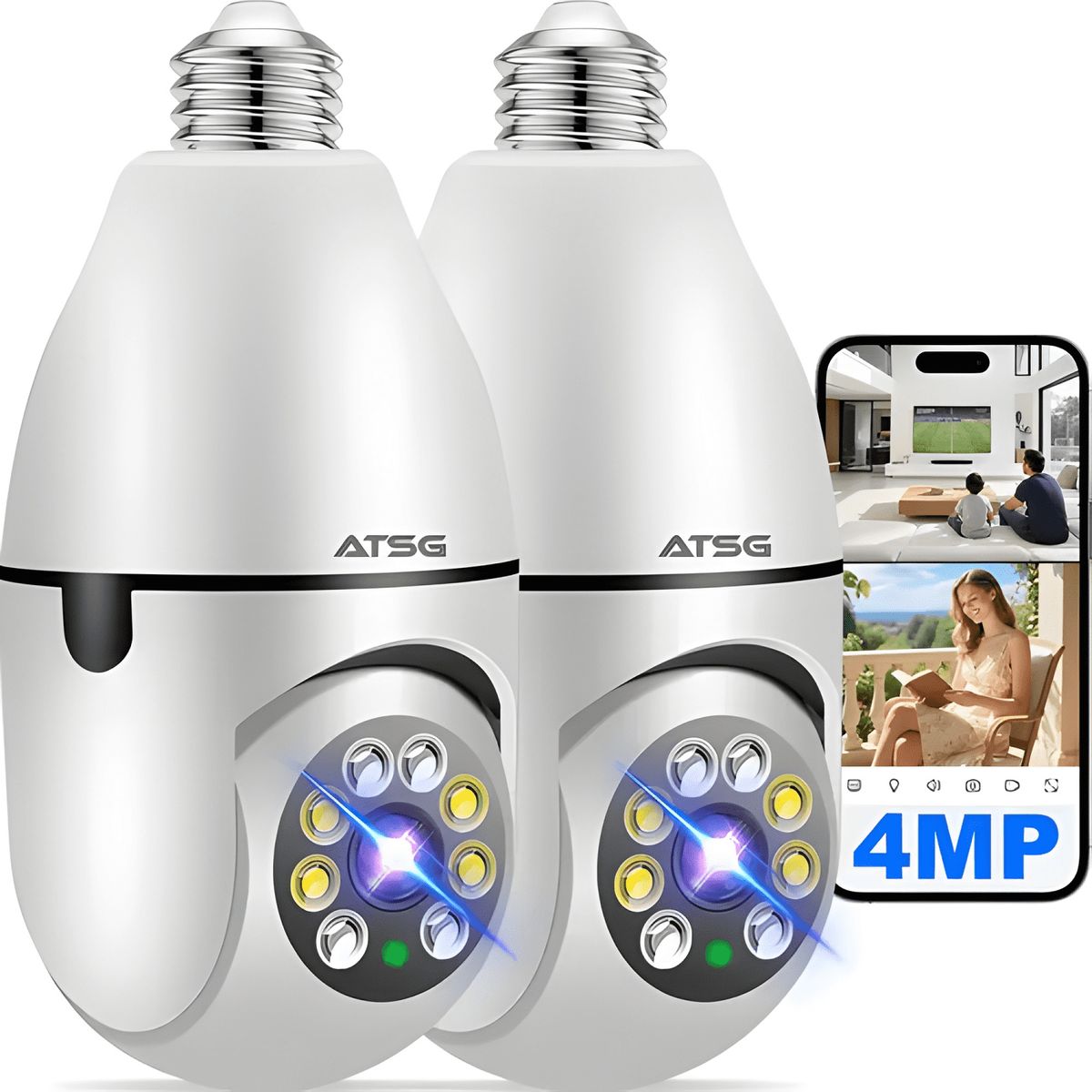 GENERICO - ATSG® Pack X2 Cámara de Seguridad de 360° Visión Nocturna