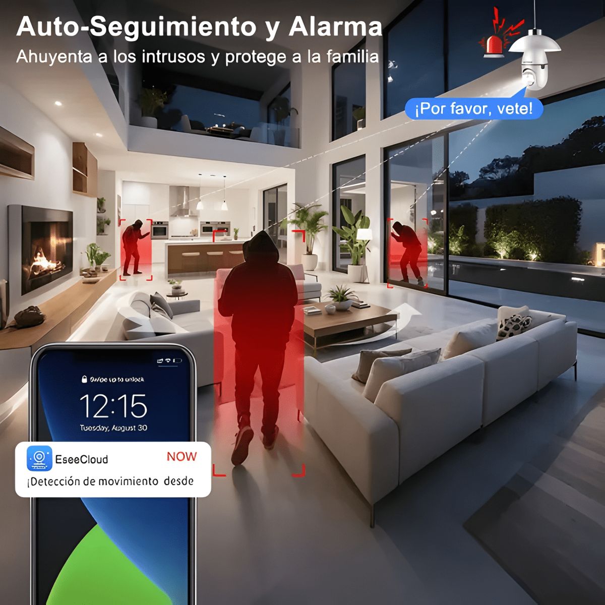 GENERICO - ATSG® Pack X2 Cámara de Seguridad de 360° Visión Nocturna
