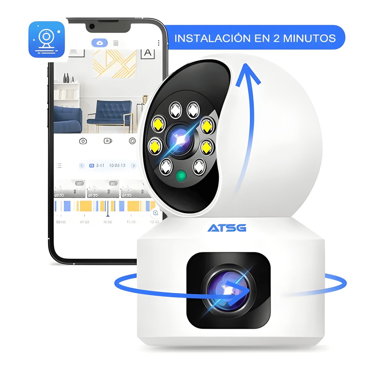 GENERICO - Atsg Cámara de Seguridad Doble Pantalla Wifi Ip 360 Full Max