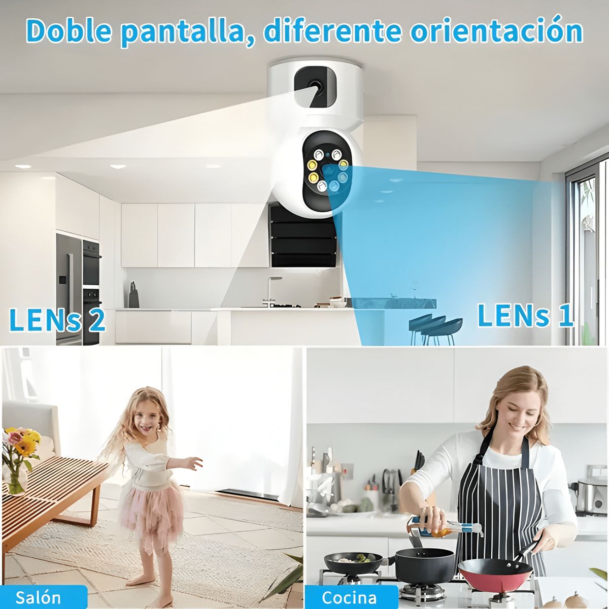 GENERICO - Atsg Cámara de Seguridad Doble Pantalla Wifi Ip 360 Full Max