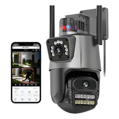 GENERICO - Cámara Seguridad Exterior Wifi Fullhd 1080p 8mp Doble Gris