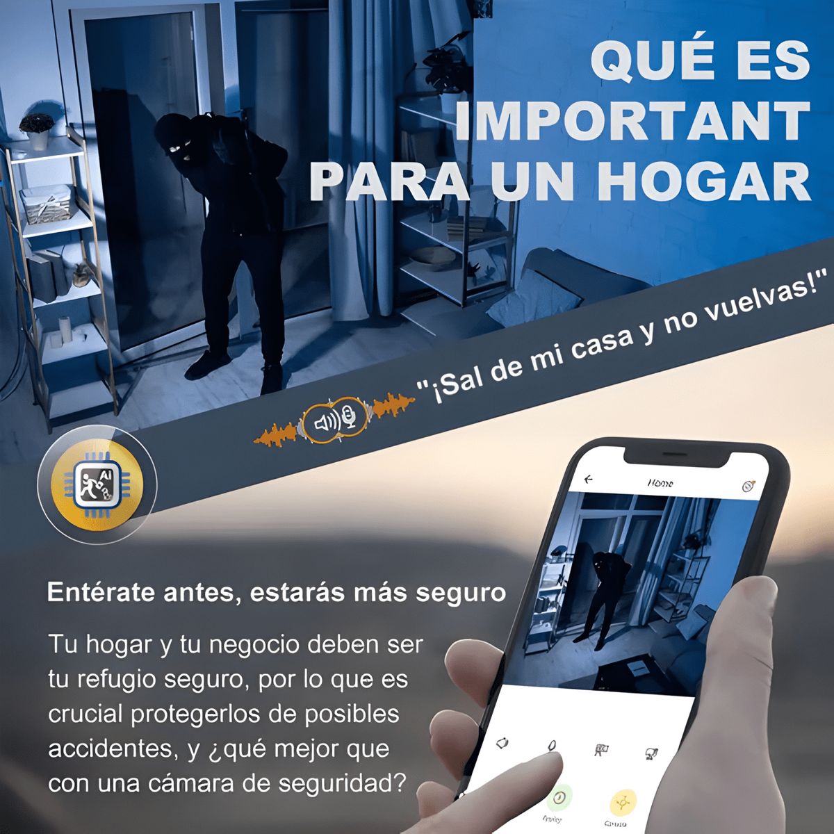GENERICO - Cámara Seguridad Wifi Audio Bidireccion Alarma Ip66 Blanco