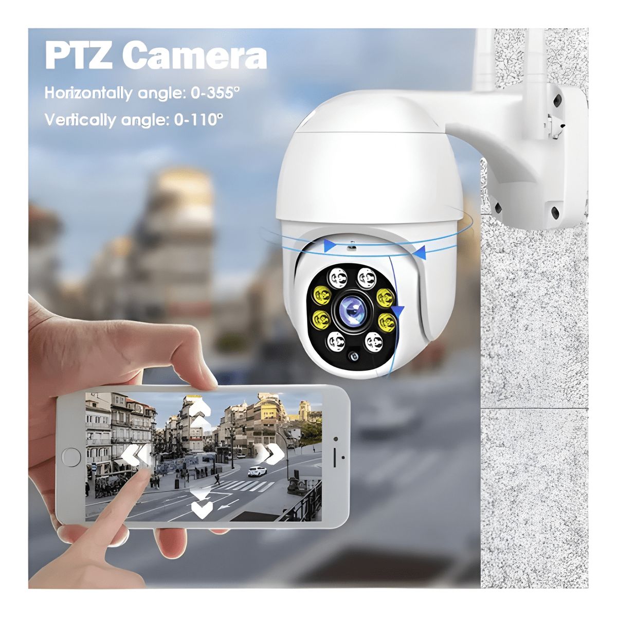 GENERICO - Cámara Ip con Movimiento Infrarrojo Impermeable Wifi Blanco