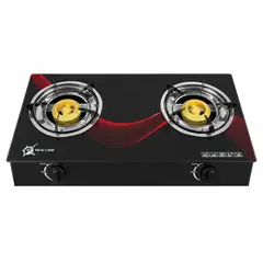 NEW LINE - Cocina A Gas Con 2 Platos Vidrio Templado Marca Color Negro