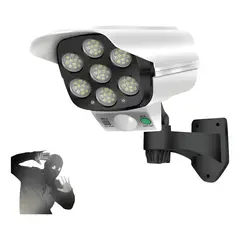 GENERICO - Camara Seguridad Solar Falsa Sensor Movimientos Foco Blanco
