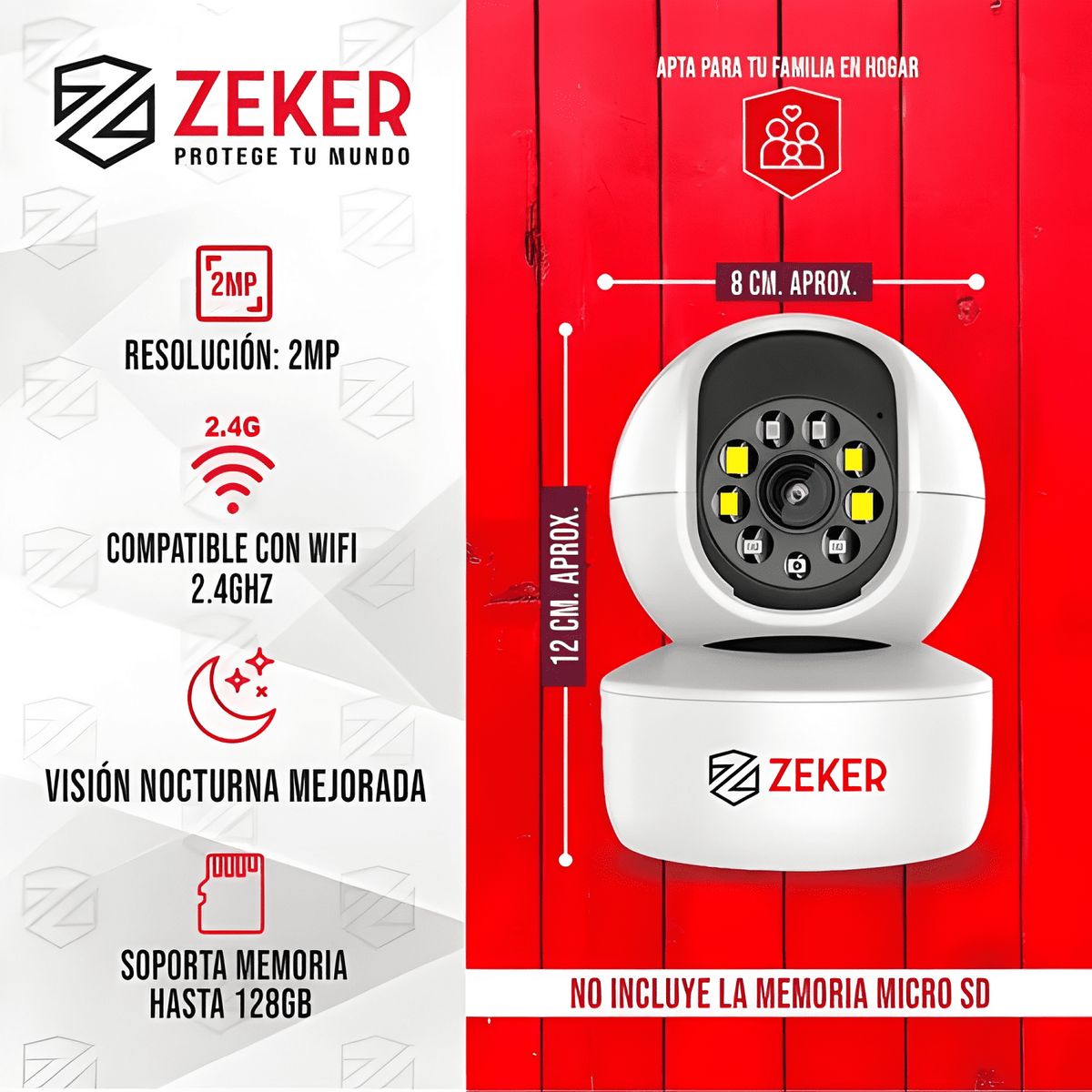 GENERICO - Pack X3 Camara de Seguridad Interior Wifi Ip Zeker Blanco
