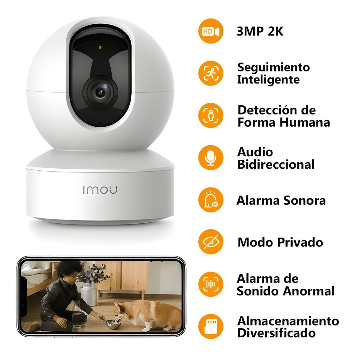 GENERICO - Imou Cámara de Seguridad Dk2 3mp Ip Wifi 360°interior Max