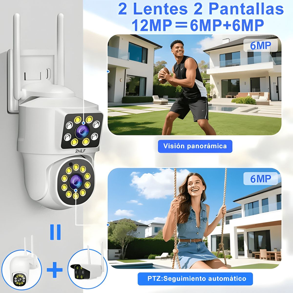 GENERICO - 2nlf® 5g Cámara de Seguridad Wifi Inalambrica Dual Lente 360