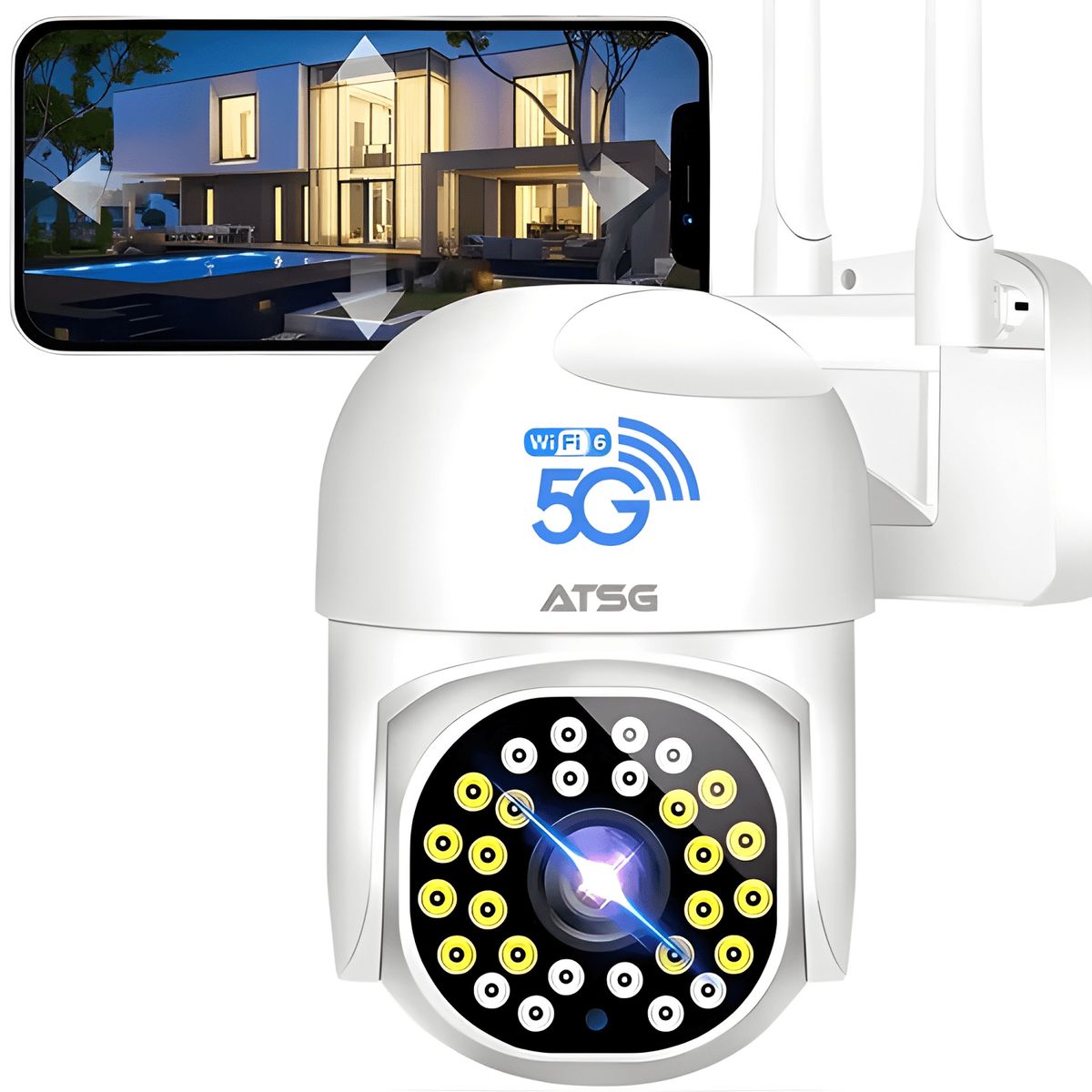 GENERICO - ATSG Cámara IP 4MP Full HD Wifi Exterior PTZ Conexión Audio