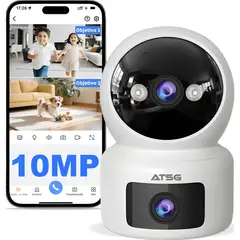 GENERICO - Atsg® 10mp Wifi Doble Lente Cámara de Seguridad 2.45ghz