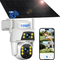 GENERICO - ATSG Cámara Solar Externa 2K Doble Lente 360° IP66 Visión