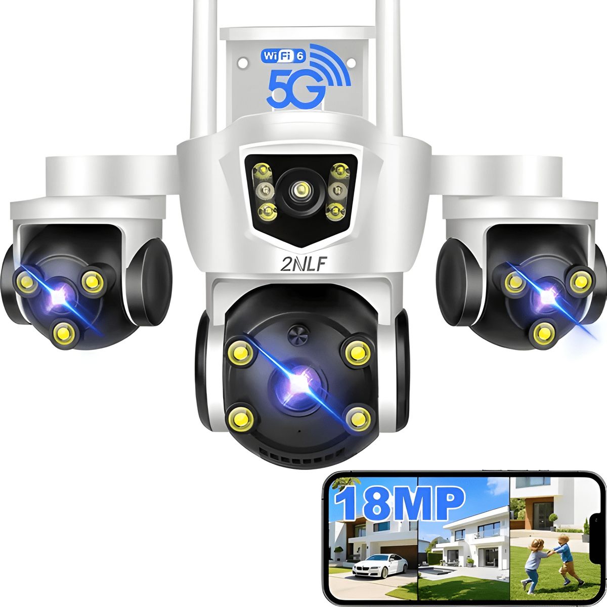 GENERICO - 2nlf® Cámara de Seguridad Exterior Ip Wifi 360 Triple Lente