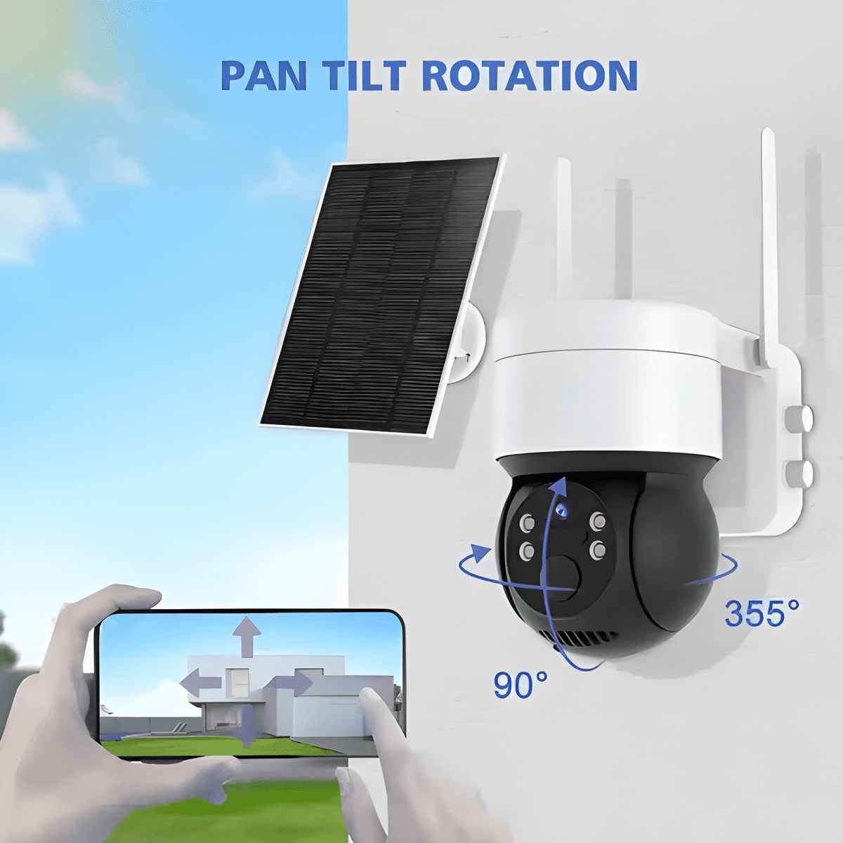 GENERICO - Camara Solar de Seguridad Wifi Exterior Hd 1080p 360 Icsee