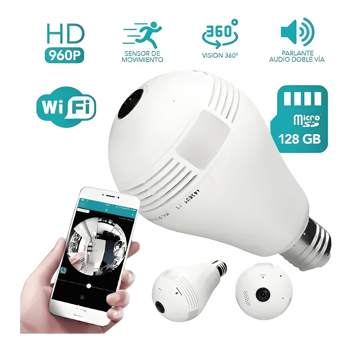GENERICO - Cámara de Seguridad Ampolleta Ip 360º Wifi Hd Vigilancia