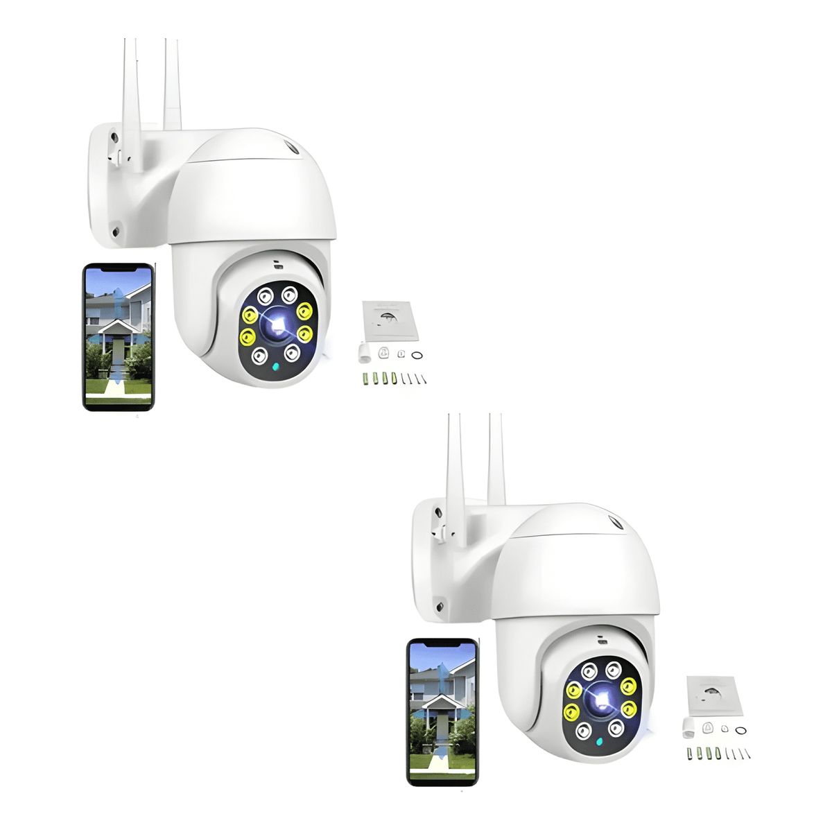 GENERICO - Pack X2 Camara Ip Wifi Exterior 1080p Inalambrica Hd