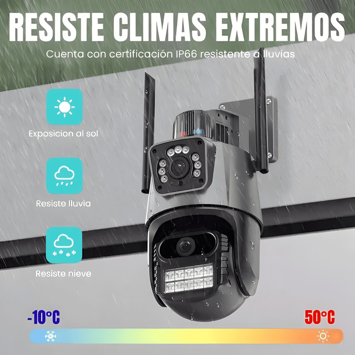 GENERICO - Cámara Seguridad Exterior Wifi Fullhd 1080p 8mp Doble Gris