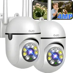 GENERICO - Ojo® 2pcs 4mp Cámara de Seguridad Wifi Camara Vigilancia Lit