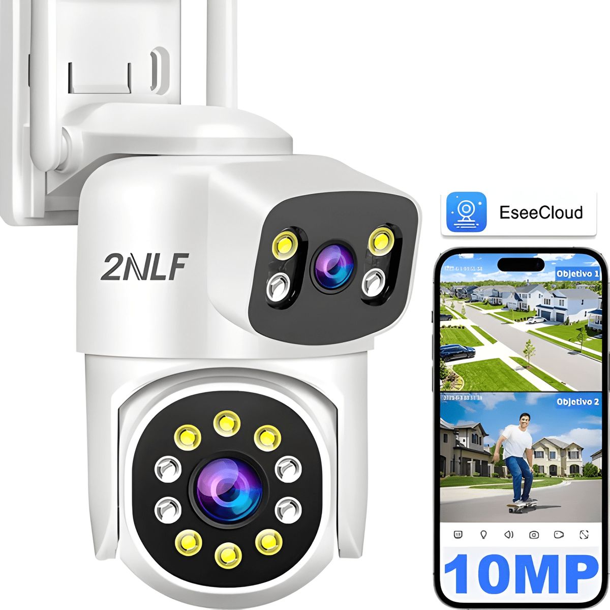 GENERICO - 2NLF 10MP Cámara de Seguridad Exterior Wifi Ip 360°