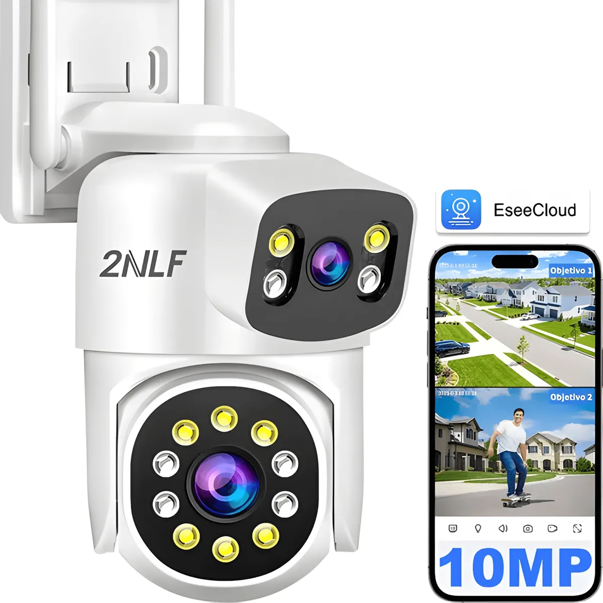 GENERICO - 2NLF 10MP Cámara de Seguridad Exterior Wifi Ip 360°