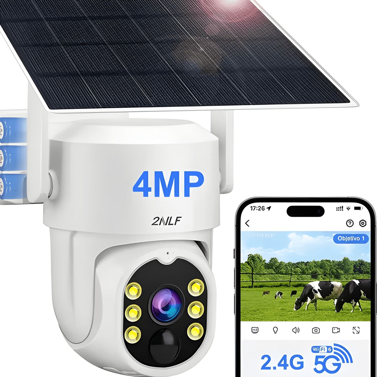 GENERICO - 2nlf® 5G Solar Cámara de Seguridad Exterior Wifi Ip Plus Plu