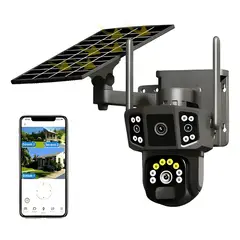 GENERICO - Cámara Seguridad Solar Wifi Inalambrica Lente Dual4k Negro