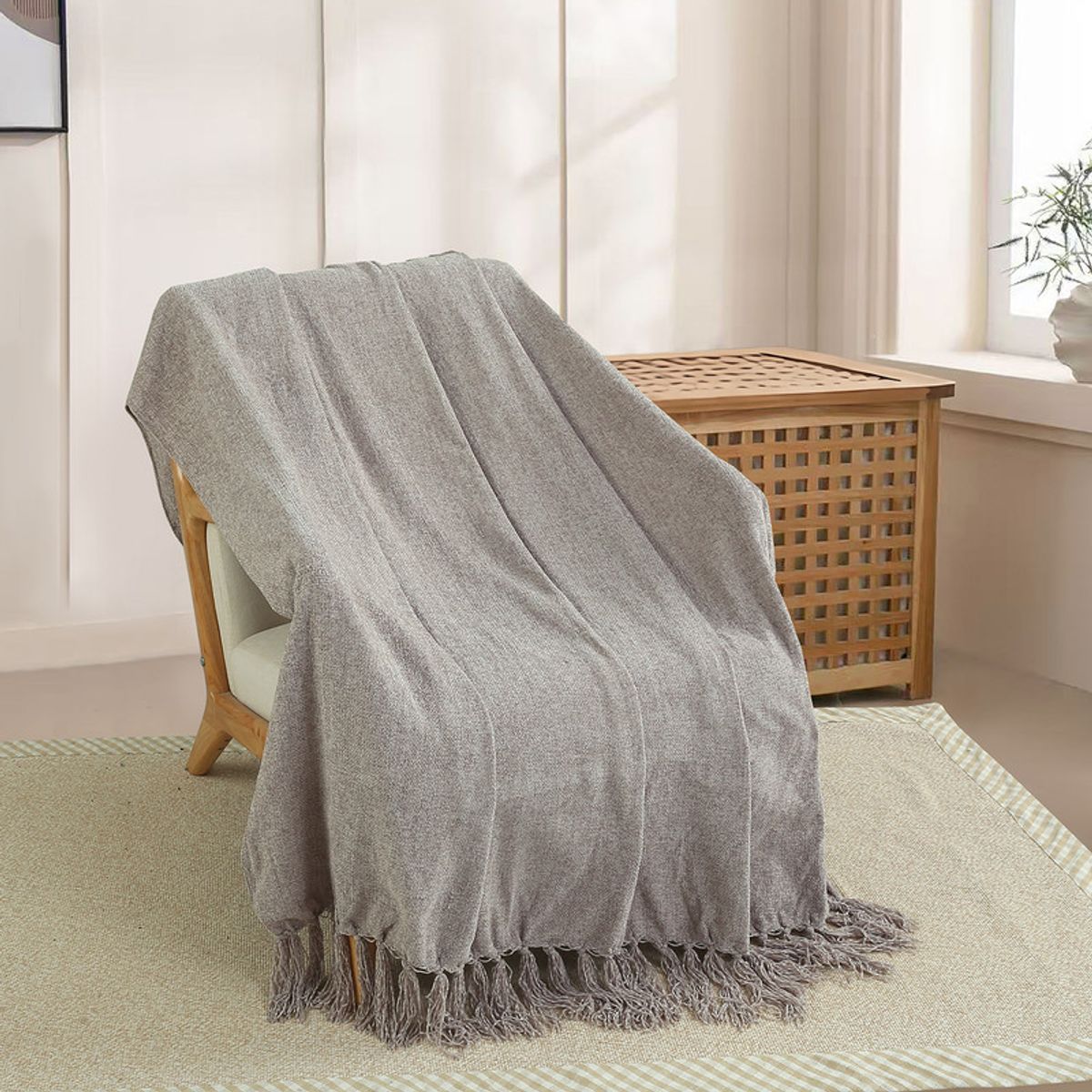 ANDES - MANTA ANDES LISA 125X150  GRIS