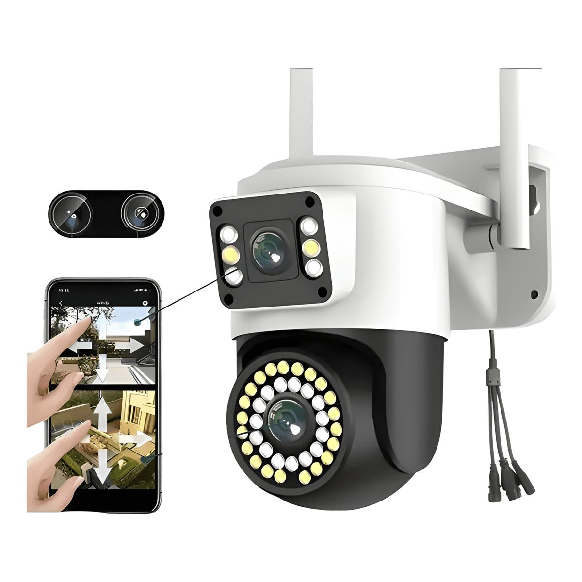 GENERICO - Camara Ip Exterior Doble Visión Nocturna 360 con App Yoosee