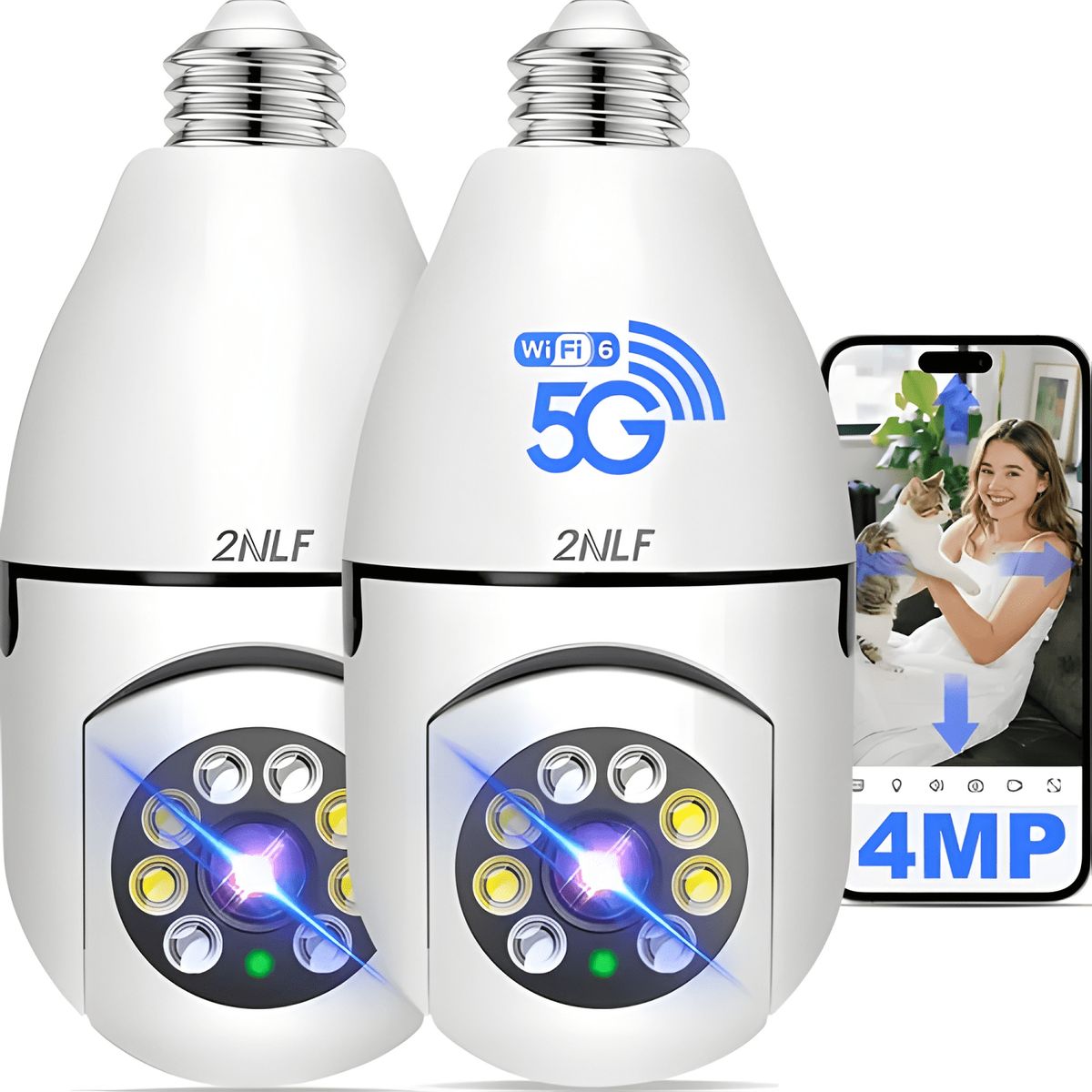 GENERICO - 2nlf® 2pcs 4mp Cámara de Seguridad Wifi Ip 360 Full Hd Plus