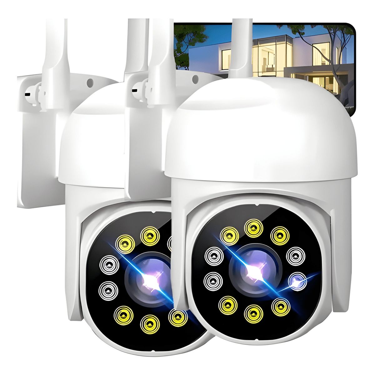 GENERICO - 2 Camaras Ip Smart Wifi Infrarrojo Externo y Interno Hd II