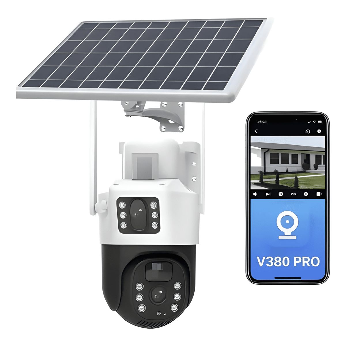 GENERICO - Cámara de Seguridad Solar 4g Doble Lente + Chip de Max