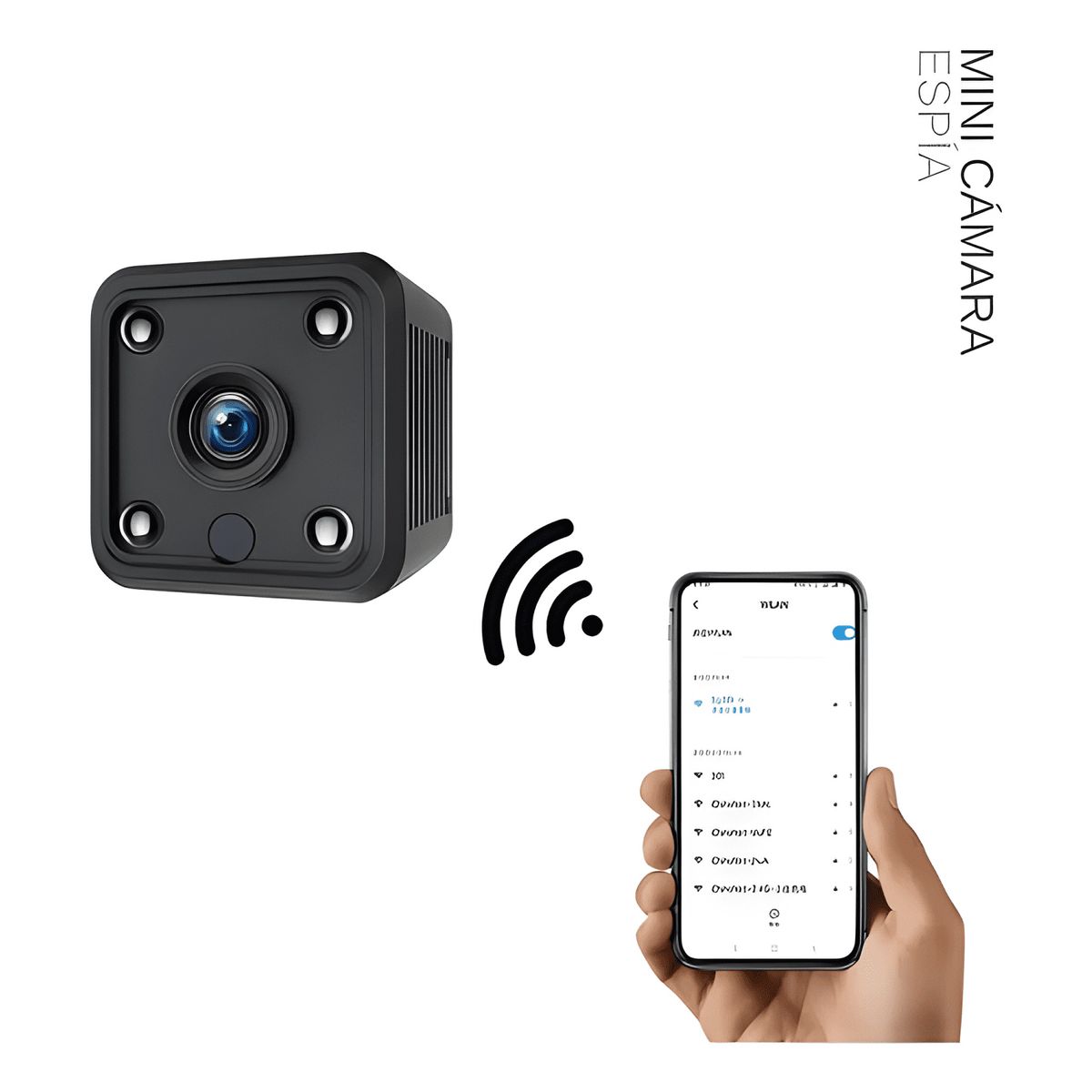 GENERICO - Mini Camara Espia Wifi Hd 1080p Recargable Vision Negro