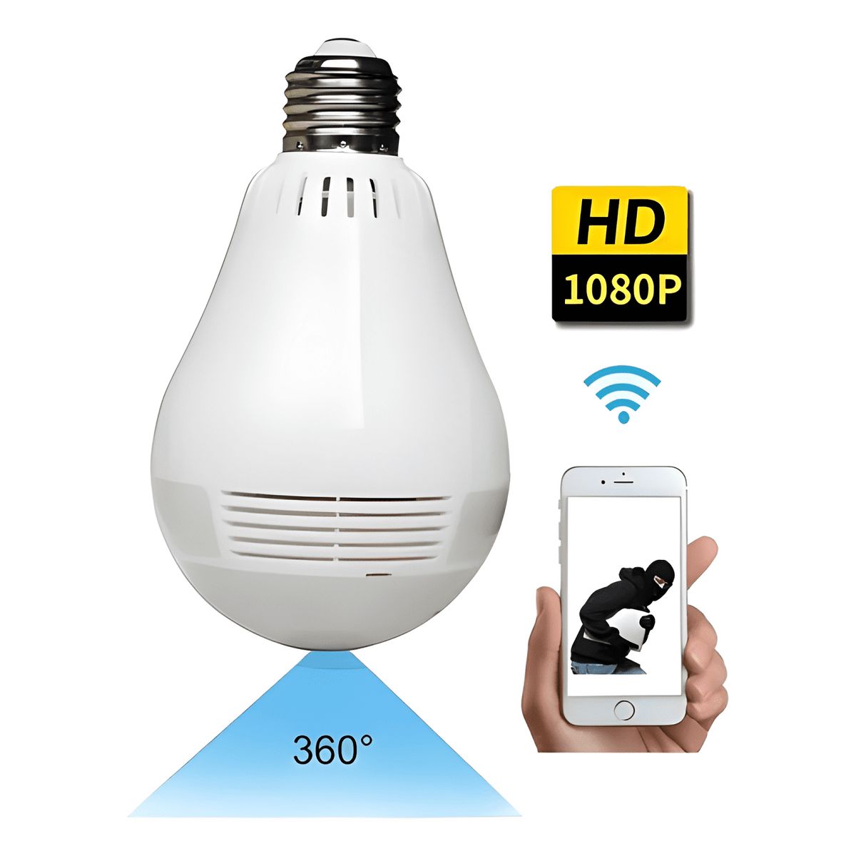 GENERICO - Cámara de Seguridad Ampolleta Ip 360º Wifi Hd Vigilancia Plu