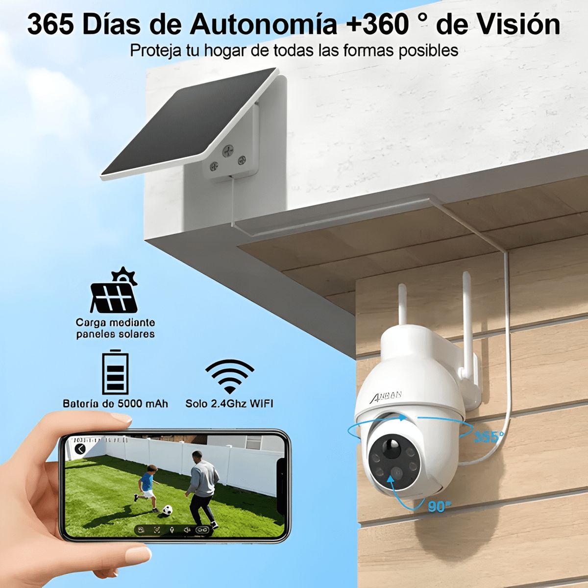GENERICO - Cámara Seguridad Solar Panel Wifi Ip Batería 3mp con Audio