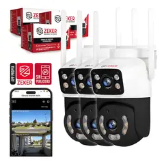 GENERICO - Pack X3 Cámara de Seguridad 2.4g Zeker Doble 4mp M14