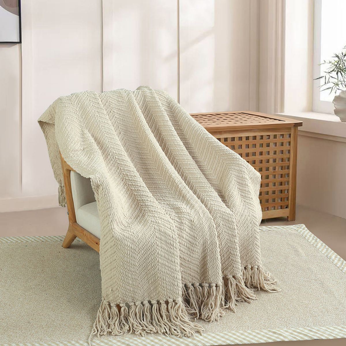 ANDES - MANTA ANDES ESPIGA L 150X200  BEIGE