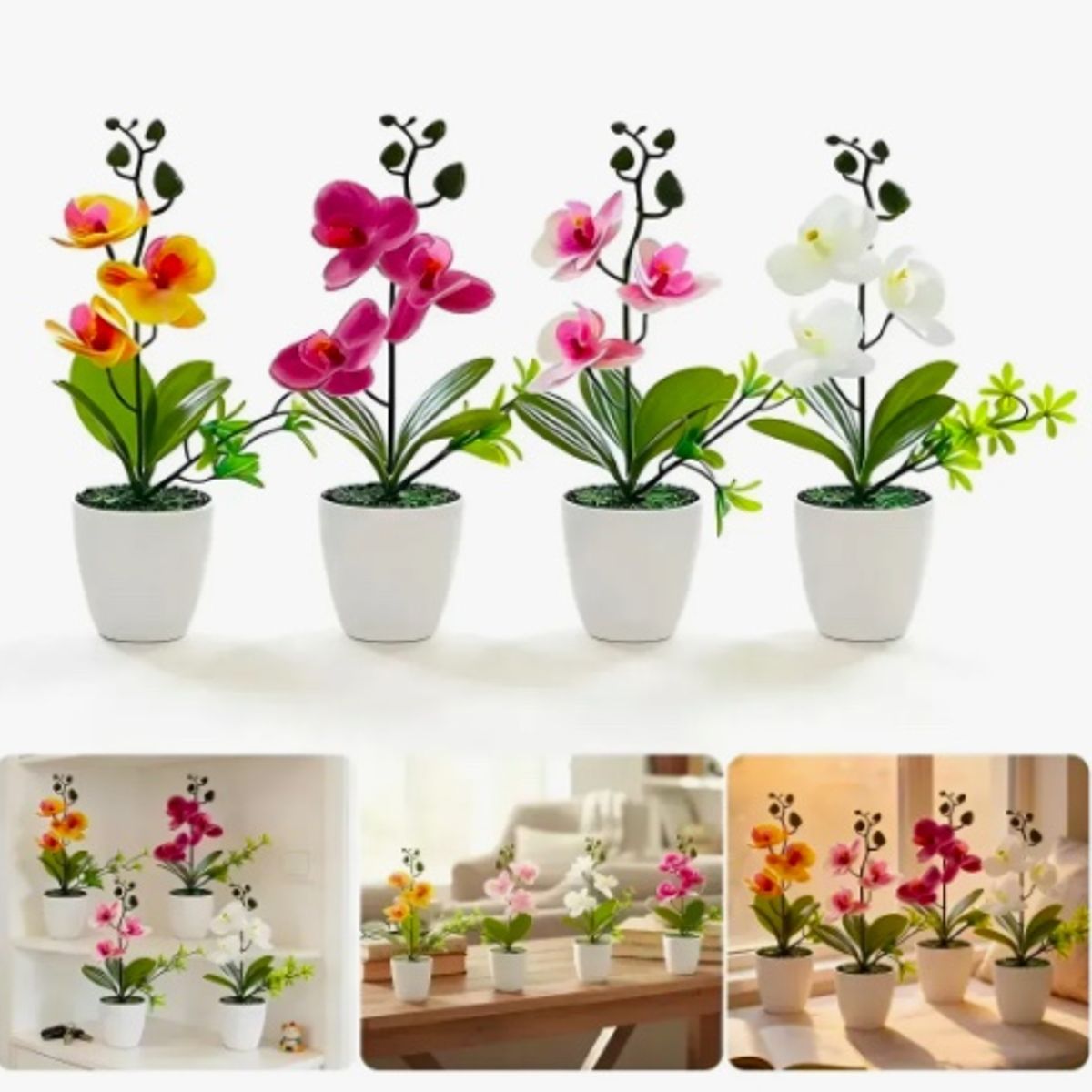 GENERICO - Pack 4 Orquídeas Artificiales