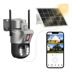 GENERICO - Cámara Exteriores de Seguridad con Doble Lente con Alarma