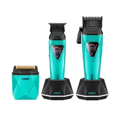 VGR - Maquina Barber Combo Prof V877S3 Diamante 9000 RPM Verde