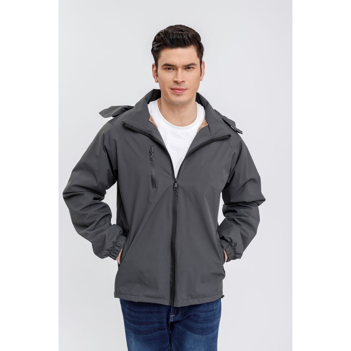 LIKE SHOP - Chaqueta  Corta Viento Impermeable Hombre Forro Interior Piel 0005