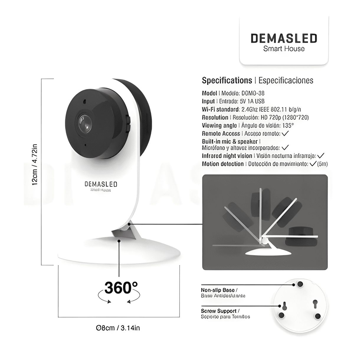 GENERICO - Pack 3 Cámaras de Seguridad Hd Wifi Google Home Alexa Tuya