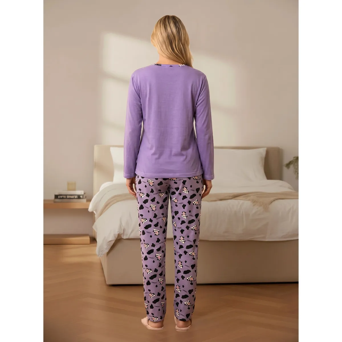 LIKE SHOP - Pijama Mujer Franela Invierno Manga Larga Diseños Vaquita 4057