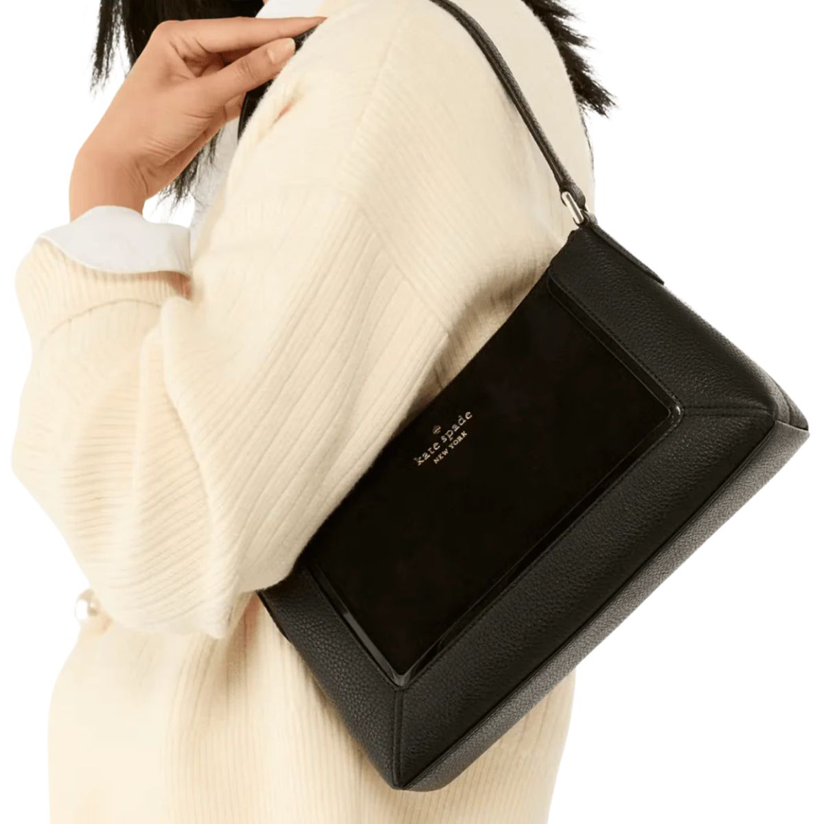 KATE SPADE - Cartera Kate Spade Lena Medium Suede Cuero Negro
