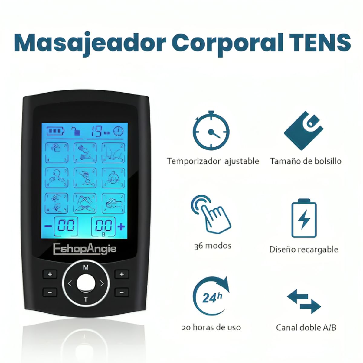 GENERICO - Tens Electroestimulador Muscular Electroterapia 36 Modos