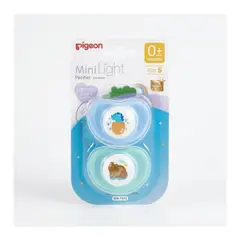 PIGEON - Chupete Mini Light 2 Pcs Odontologico Libre Bpa (Celeste/Verde 0 - 6 meses)